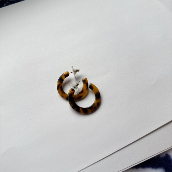 Tortoise Shell Hoop Earrings - Picture 5 of 11